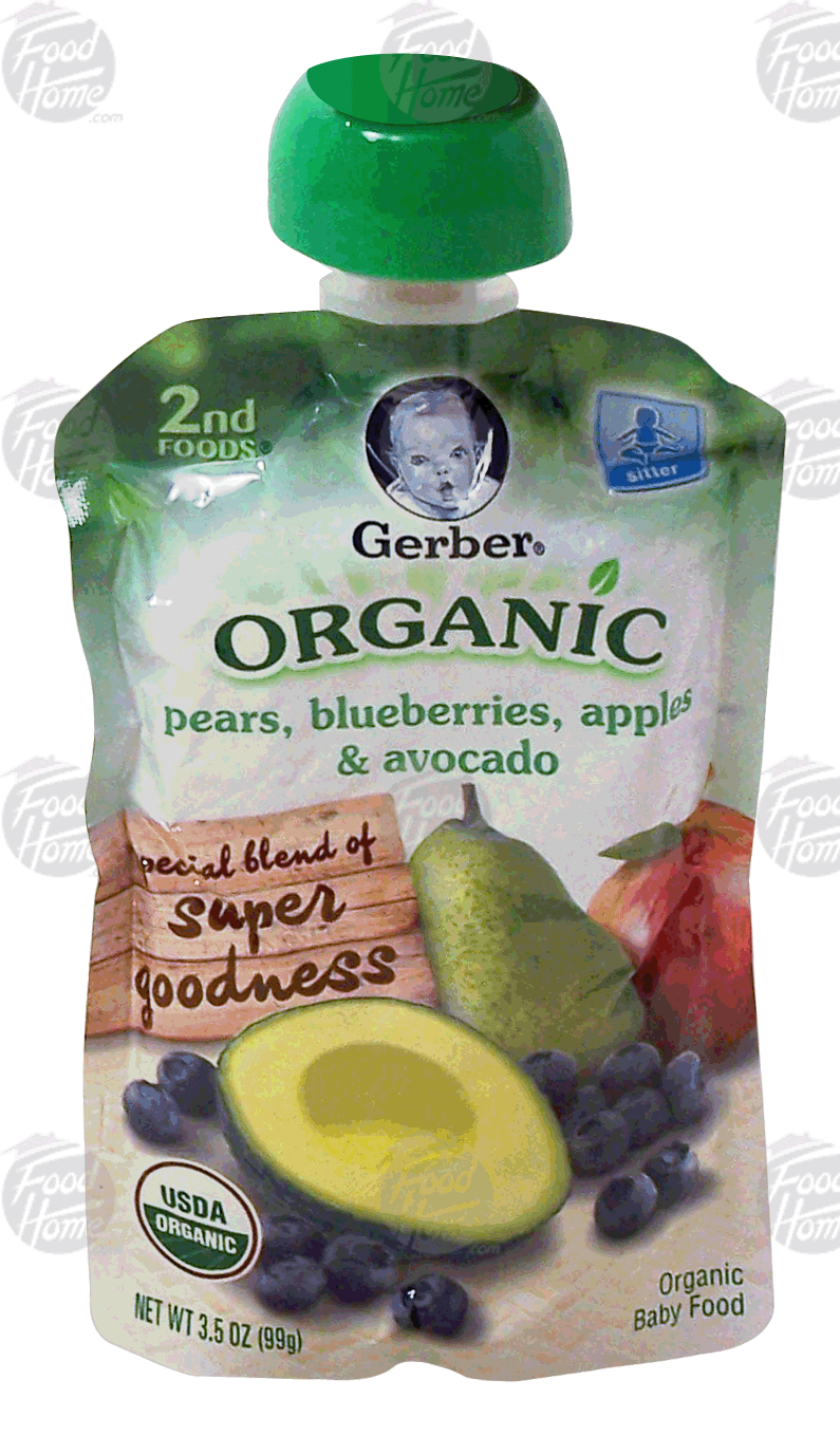 Gerber Organic pears, blueberries, apples & avocado baby food, stage 2 Full-Size Picture